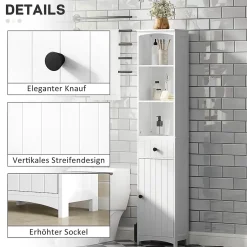 ProximaX Meuble de salle de bain, armoire haute à 3 étagères et 1 tiroir, étagère de salle de bain, meuble de salle de bain, blanc* Meuble Wc