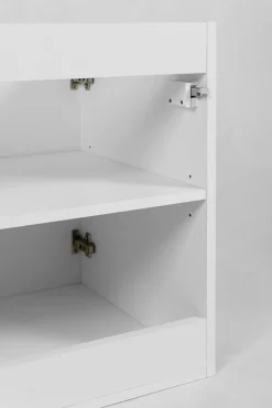 3xE Living Meuble de salle de bain, Blanc + poignée dorée, 40 x 57 x 46 cm