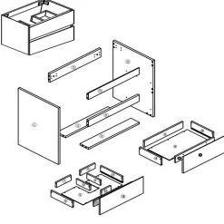 AICA Sanitaire Meuble de salle de bain blanc 100cm, suspendu avec 2 tiroirs