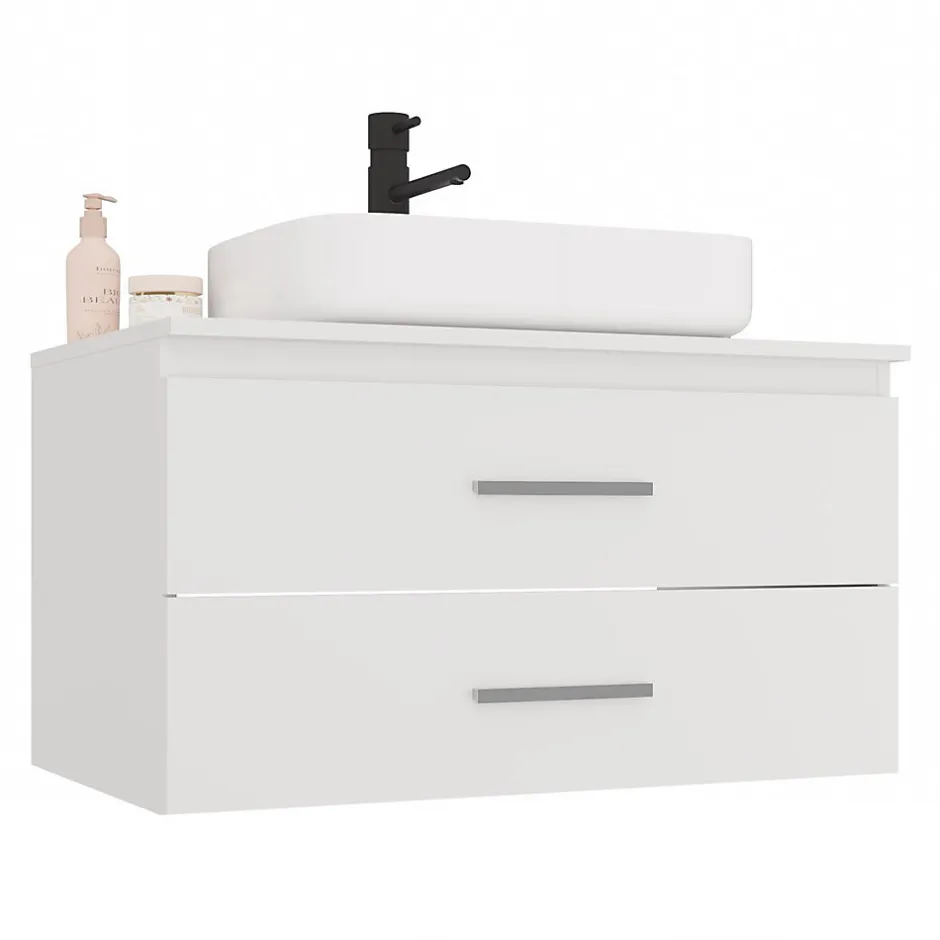3xE Living Meuble de salle de bain, blanc, 80 x 45 x 50 cm* Meuble Sous-Vasque