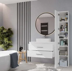 3xE Living Meuble de salle de bain, blanc, 80 x 45 x 50 cm* Meuble Sous-Vasque
