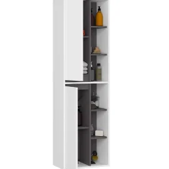 3xE Living Meuble de salle de bain, blanc/gris graphite, 50 x 170 x 30 cm* Armoire De Salle De Bains