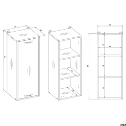 3xE Living Meuble de salle de bain, blanc, 35 x 67 x 30 cm* Etagère Salle De Bains