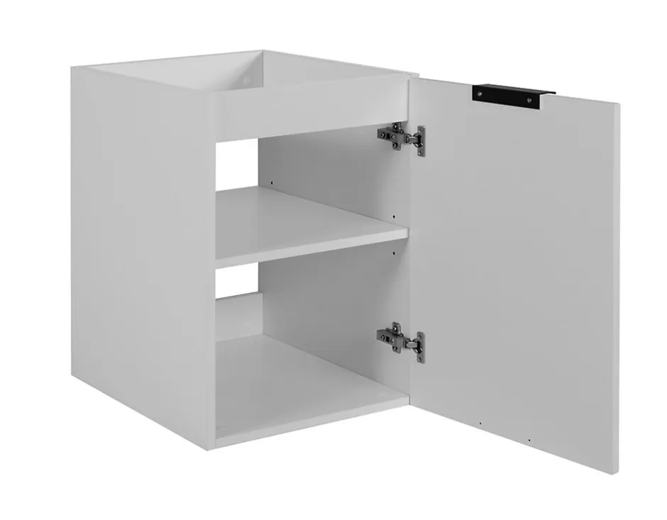 3xE Living Meuble de salle de bain, Blanc + poignée noire, 40 x 57 x 46 cm