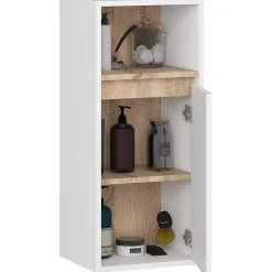 3xE Living Meuble de salle de bain, blanc/chêne Sonoma, 35 x 80 x 30 cm* Armoire De Salle De Bains