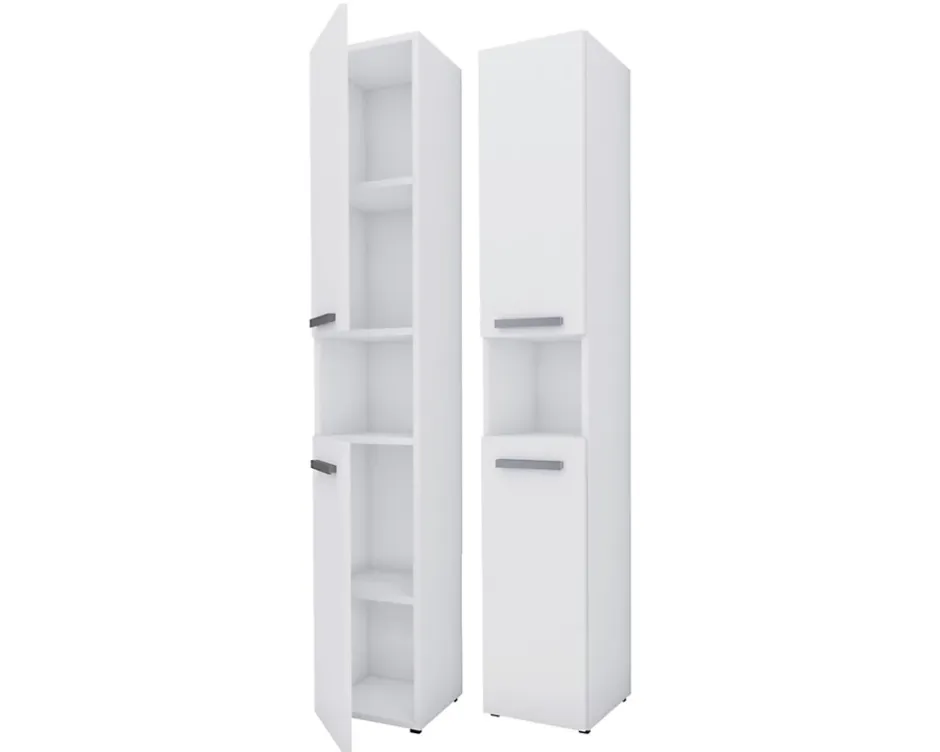 3xE Living Meuble de salle de bain, blanc mat, blanc brillant, 30 x 174 x 30 cm* Armoire De Salle De Bains