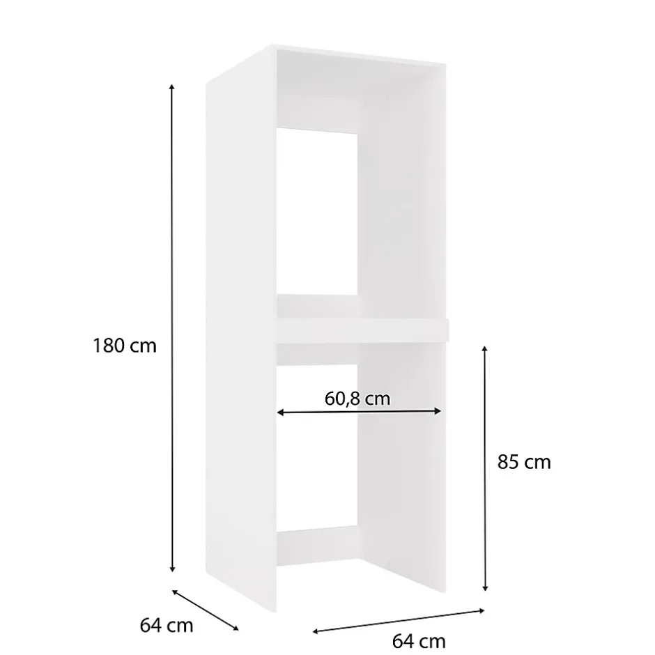 3xE Living Meuble de salle de bain, blanc, 64 x 180 x 64 cm