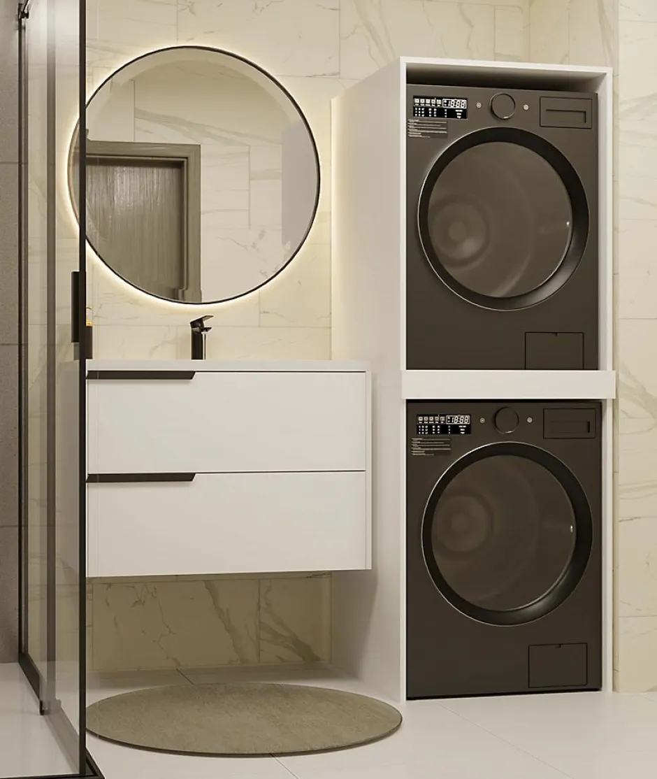 3xE Living Meuble de salle de bain, blanc, 64 x 180 x 64 cm