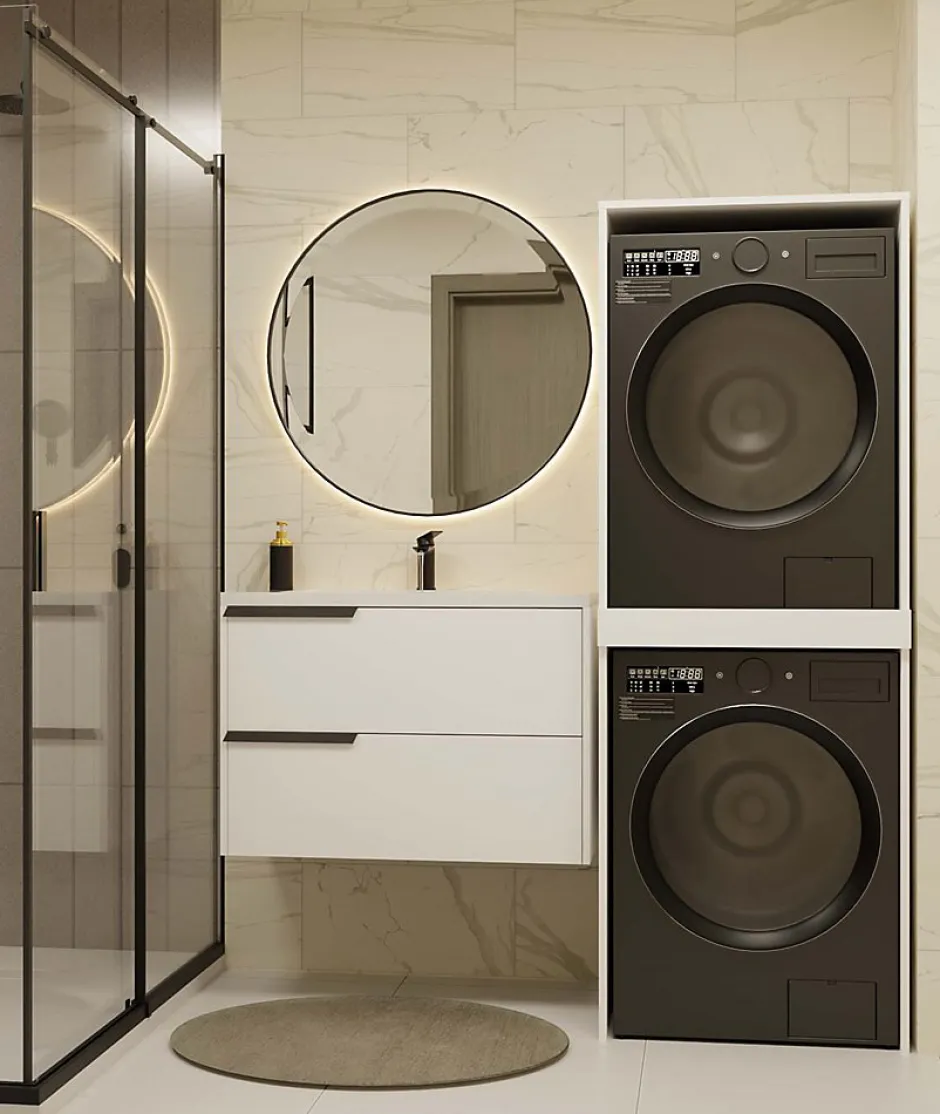 3xE Living Meuble de salle de bain, blanc, 64 x 180 x 64 cm