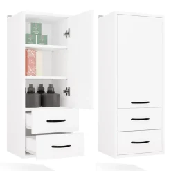 3xE Living Meuble de salle de bain, blanc, 35 x 67 x 30 cm