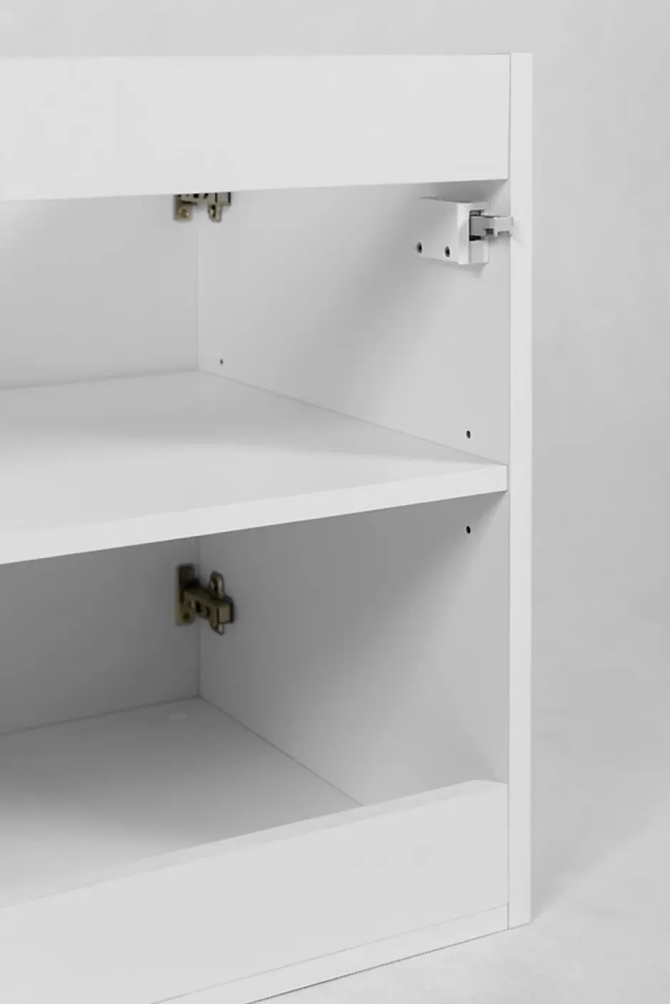 3xE Living Meuble de salle de bain, Blanc + poignée argentée, 40 x 57 x 46 cm* Lave-Mains