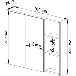 3xE Living Meuble de salle de bain, blanc/chêne Sonoma, 90 x 75 x 15 cm* Armoire De Toilette