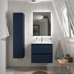 Cygnus bath Meuble de salle de bain BEQUIA 60cm Bleu mat Vasque Porcelaine* Meuble Vasque