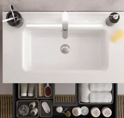 Cygnus bath Meuble de salle de bain BEQUIA 60cm Bleu mat Vasque Porcelaine* Meuble Vasque