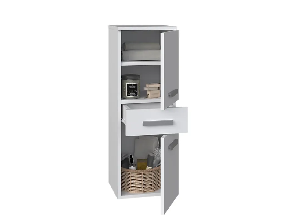 3xE Living Meuble de salle de bain, blanc mat, 85 x 30 x 30 cm* Armoire De Salle De Bains
