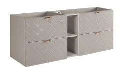 3xE Living Meuble de salle de bain, Cachemire, 140 x 57 x 46 cm, poignées dorées* Lave-Mains