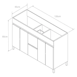 Cosyneo Meuble de salle de bain 120cm double vasque sans miroir sur pieds avec portes et tiroirs - cambrian (chêne clair) - HARO