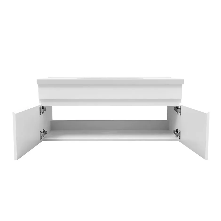 AICA Sanitaire Meuble de salle de bain 100cm à double porte, suspendu, blanc