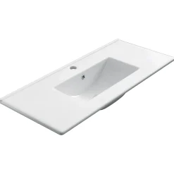 Cosyneo Meuble de salle de bain 120cm simple vasque - sans miroir - 2 tiroirs - blanc - LUNA