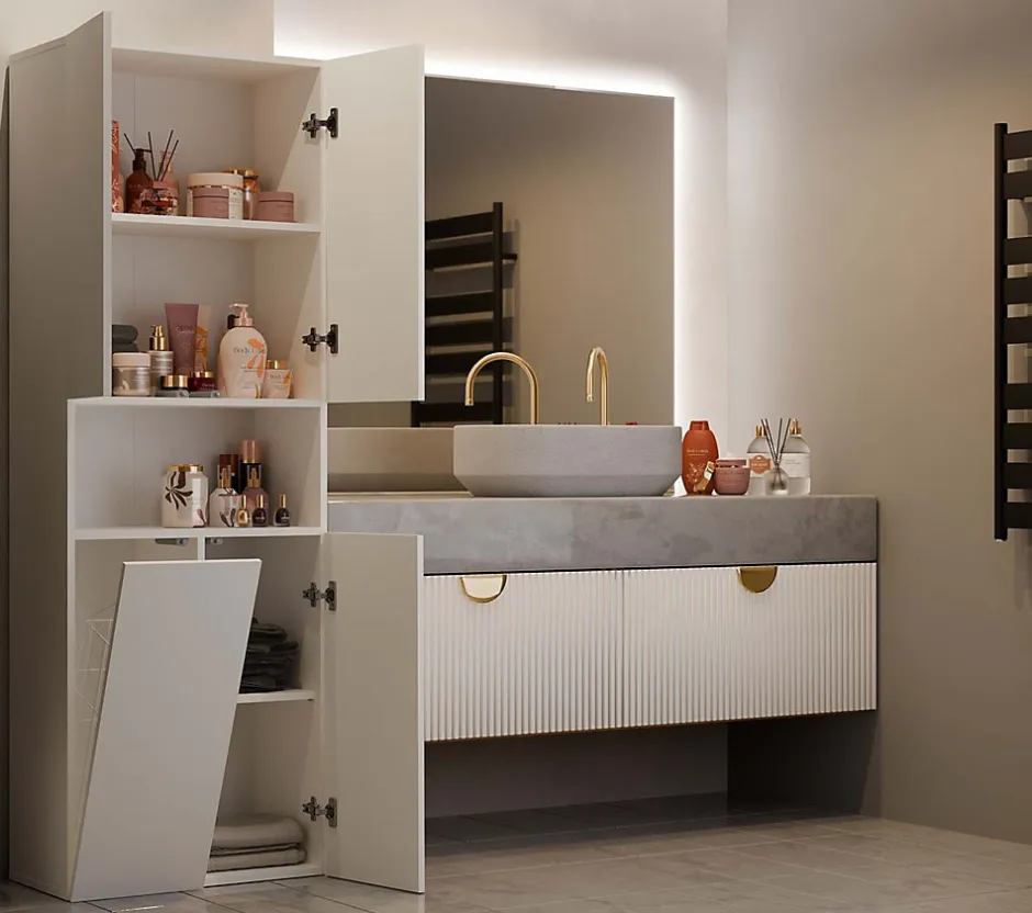 3xE Living Meuble de salle de bain, cachemire, 60 x 30 x 174 cm* Armoire De Salle De Bains