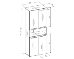 3xE Living Meuble de salle de bain, cachemire, 60 x 30 x 174 cm* Armoire De Salle De Bains