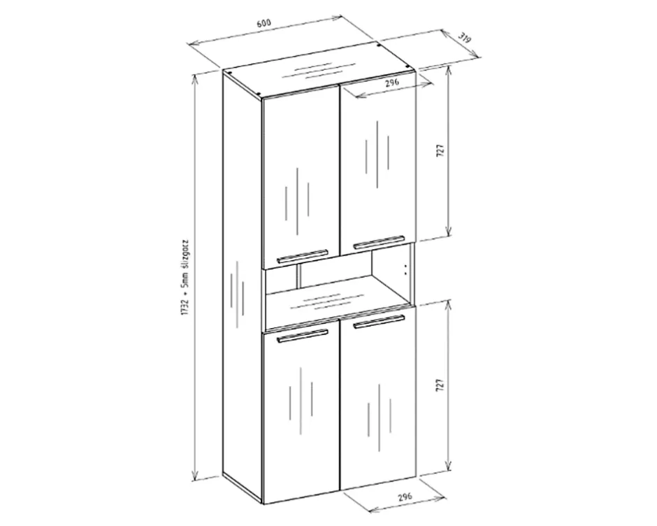 3xE Living Meuble de salle de bain, cachemire, 60 x 30 x 174 cm* Armoire De Salle De Bains