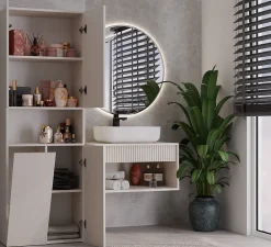 3xE Living Meuble de salle de bain, cachemire, 60 x 30 x 174 cm* Armoire De Salle De Bains
