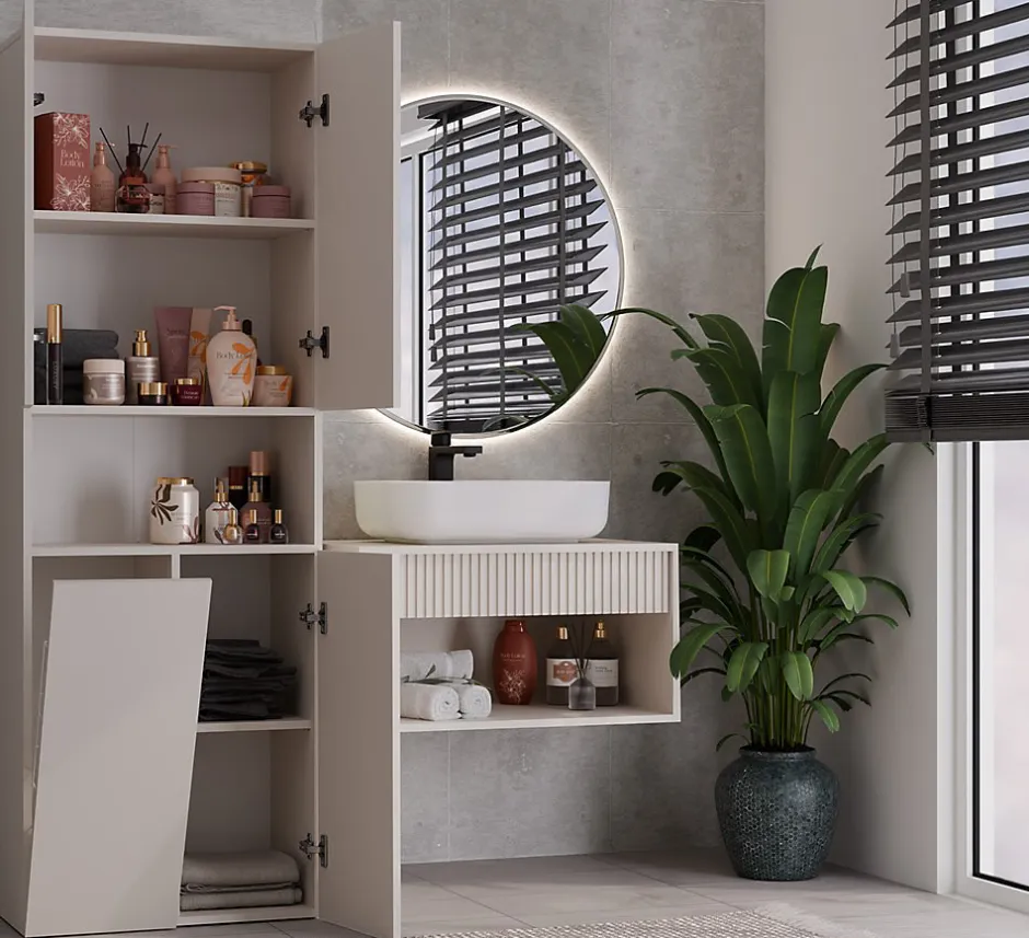 3xE Living Meuble de salle de bain, cachemire, 60 x 30 x 174 cm* Armoire De Salle De Bains