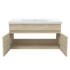 AICA Sanitaire Meuble de salle de bain 80cm à double porte, suspendu, Chêne* Meuble Sous-Vasque