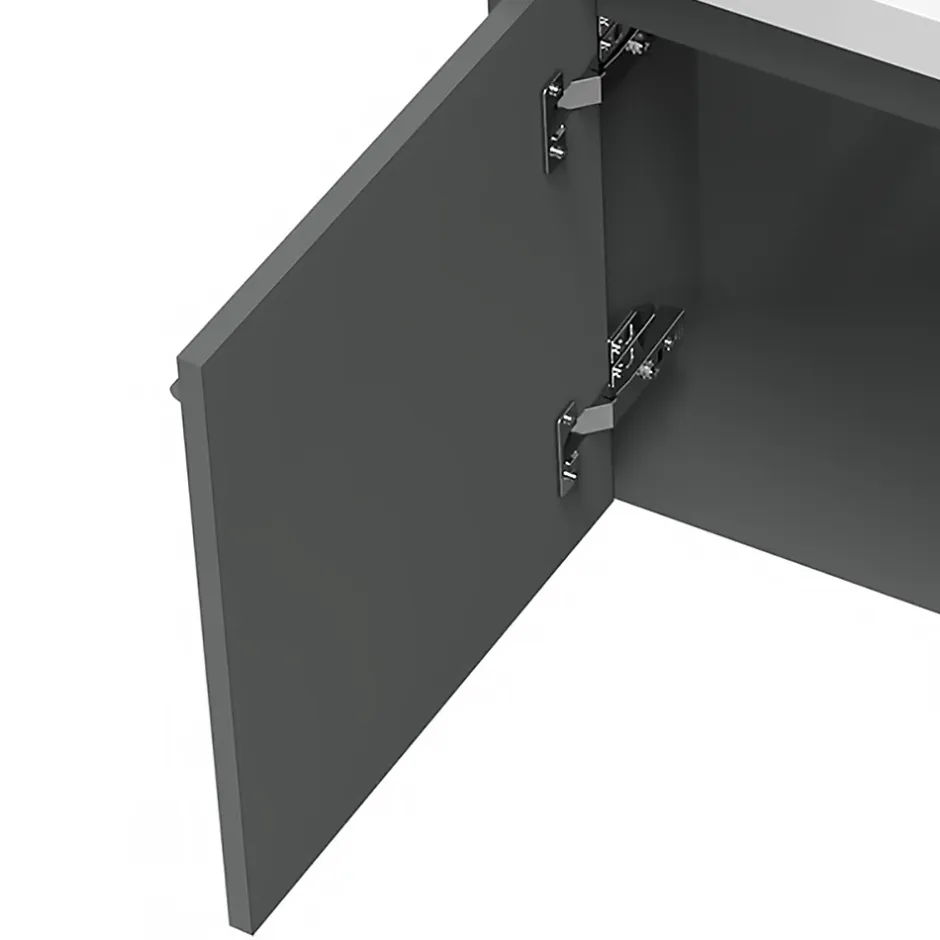 AICA Sanitaire Meuble de salle de bain 40cm avec tiroir, meuble d'angle suspendu Anthracite