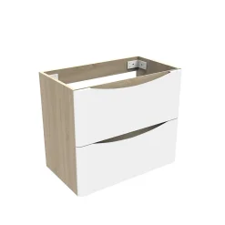 AICA Sanitaire Meuble de salle de bain 60cm avec 2 tiroirs, suspendu Blanc + Chêne