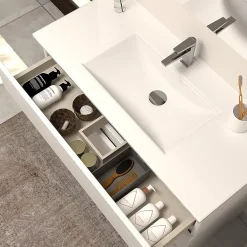 Cosyneo Meuble de salle de bain 60cm simple vasque - 3 tiroirs - blanc - MAYOR