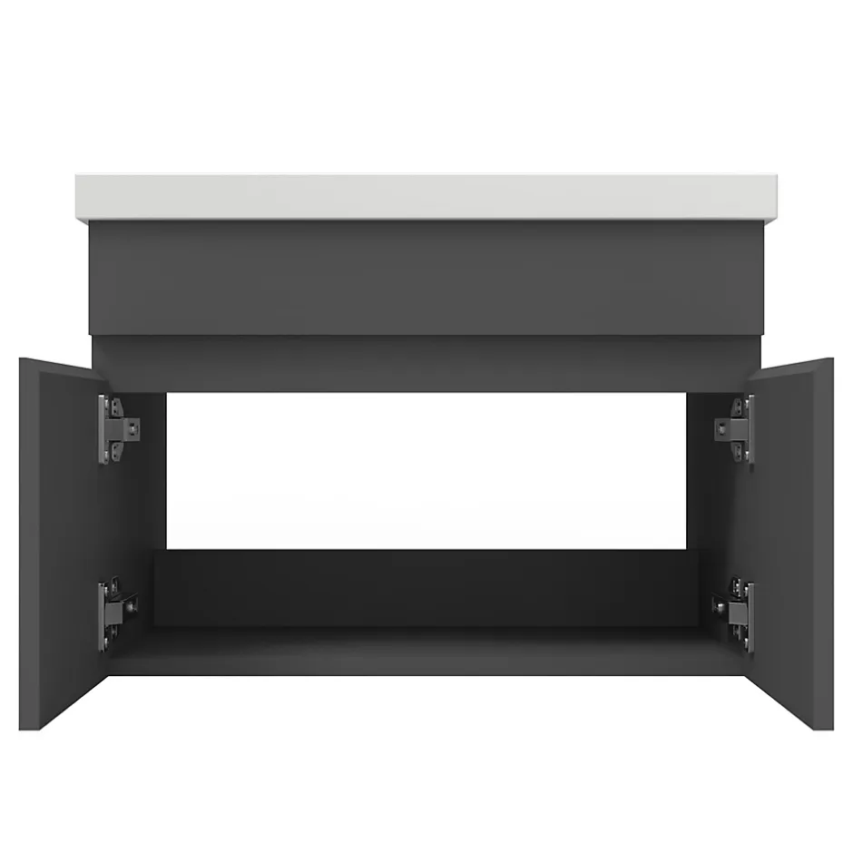 AICA Sanitaire Meuble de salle de bain 60cm à double porte, suspendu, Anthracite* Meuble Sous-Vasque