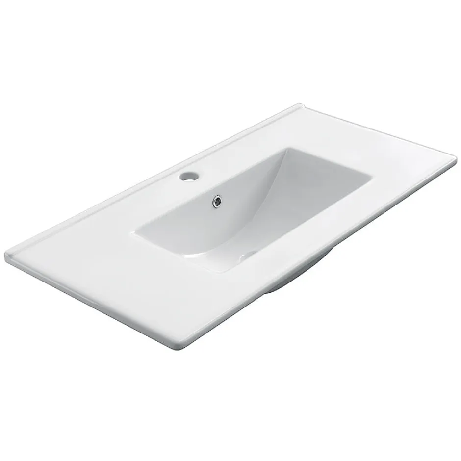 Cosyneo Meuble de salle de bain 120cm avec double vasque - 3 tiroirs et colonne de rangement - tabaco (chêne foncé) - MATA