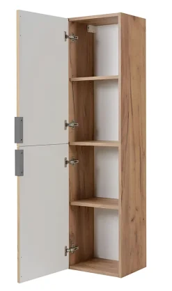 3xE Living Meuble de salle de bain, Chêne Craft, poignée argentée, 35 x 136 x 27 cm