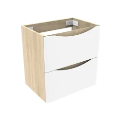 AICA Sanitaire Meuble de salle de bain 50cm avec 2 tiroirs, suspendu Blanc + Chêne* Meuble Sous-Vasque