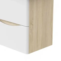 AICA Sanitaire Meuble de salle de bain 50cm avec 2 tiroirs, suspendu Blanc + Chêne* Meuble Sous-Vasque