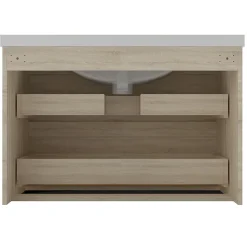 AICA Sanitaire Meuble de salle de bain chêne 80cm, suspendu avec 2 tiroirs* Meuble Sous-Vasque