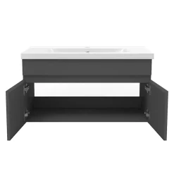 AICA Sanitaire Meuble de salle de bain 80cm à double porte, suspendu, Anthracite* Meuble Sous-Vasque