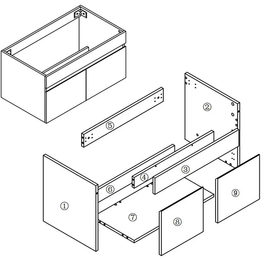 AICA Sanitaire Meuble de salle de bain 80cm à double porte, suspendu, Anthracite* Meuble Sous-Vasque