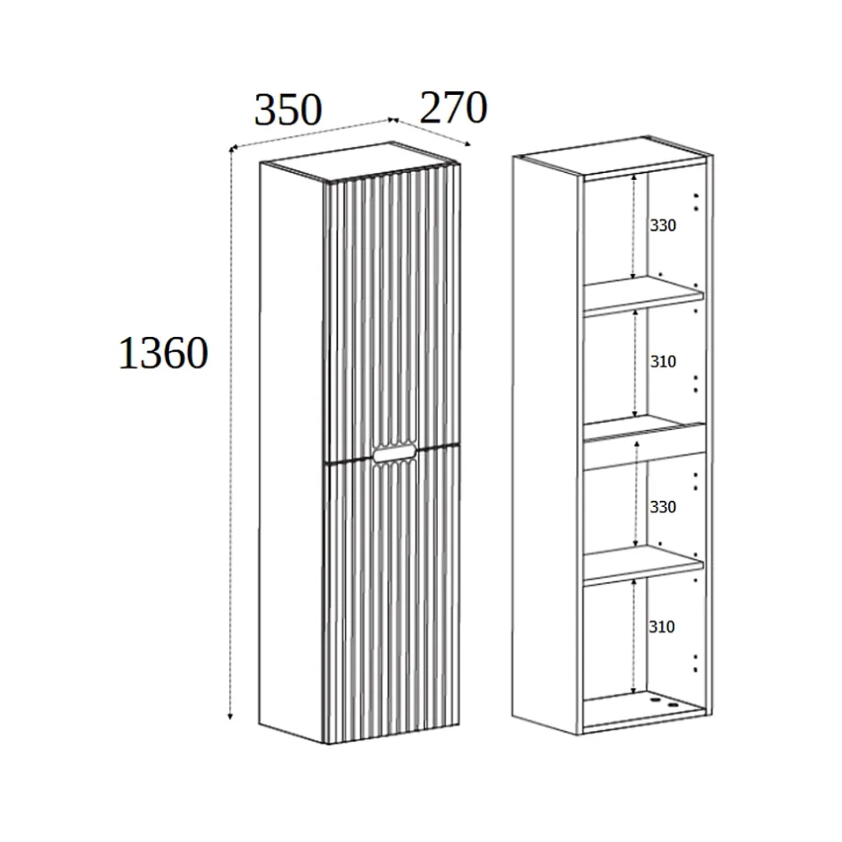 3xE Living Meuble de salle de bain, chêne Craft, 35 x 136 x 27 cm* Colonne De Salle De Bains