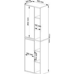 3xE Living Meuble de salle de bain, chêne artisanal/cachemire, 50 x 170 x 30 cm
