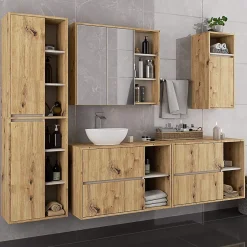 3xE Living Meuble de salle de bain, chêne artisanal/cachemire, 50 x 170 x 30 cm