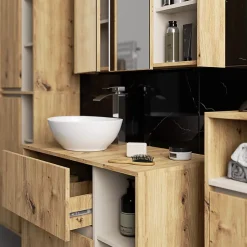 3xE Living Meuble de salle de bain, chêne artisanal/cachemire, 50 x 170 x 30 cm