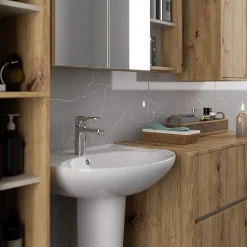 3xE Living Meuble de salle de bain, chêne artisanal/cachemire, 50 x 170 x 30 cm