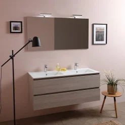 Kiamami Valentina Meuble De Salle De Bain 120Cm Lion Elm Avec Double Vasque Et Miroir 120X60 Berlin* Ensemble Meuble De Salle De Bains