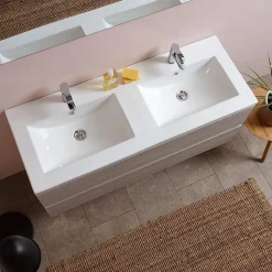 Kiamami Valentina Meuble De Salle De Bain 120Cm Lion Elm Avec Double Vasque Et Miroir 120X60 Berlin* Ensemble Meuble De Salle De Bains