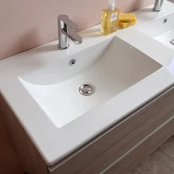 Kiamami Valentina Meuble De Salle De Bain 120Cm Lion Elm Avec Double Vasque Et Miroir 120X60 Berlin* Ensemble Meuble De Salle De Bains