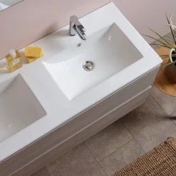 Kiamami Valentina Meuble De Salle De Bain 120Cm Lion Elm Avec Double Vasque Et Miroir 120X60 Berlin* Ensemble Meuble De Salle De Bains