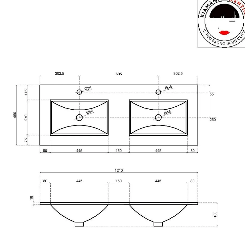 Kiamami Valentina Meuble De Salle De Bain 120Cm Lion Elm Avec Double Vasque Et Miroir 120X60 Berlin* Ensemble Meuble De Salle De Bains